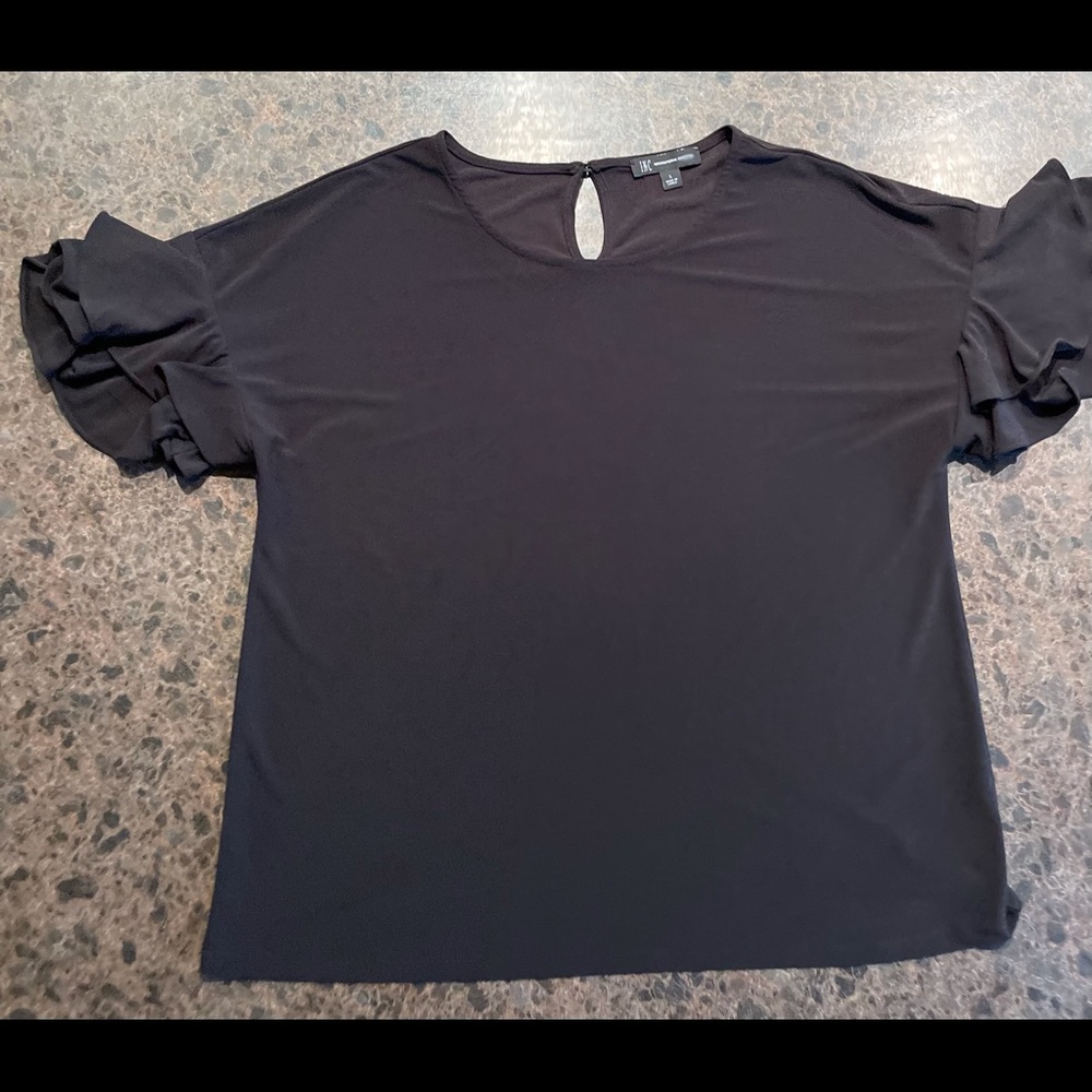 INC Black Blouse with ruffled sleeves
